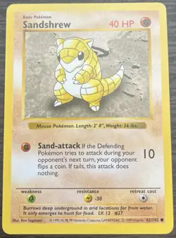 Shadowless Sandshrew 062/102 Pokemon TCG WOTC Base Set MINT - Image 1