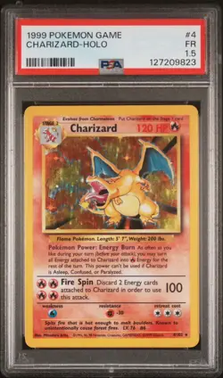 1999 POKEMON BASE SET UNLIMITED #4 CHARIZARD-HOLO PSA 1.5 - Image 1