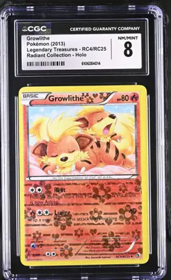Growlithe RC4/RC25 Radiant Collection Holo Pokemon CGC 8 Nm/mint - Image 1