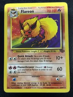 Pokemon TCG Flareon Jungle 19/64 Rare Unlimited - MP - Image 1