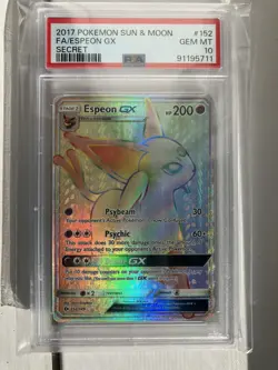 2017 Pokemon Sun & Moon Espeon GX Full Art Secret PSA 10 152/149 - Image 1
