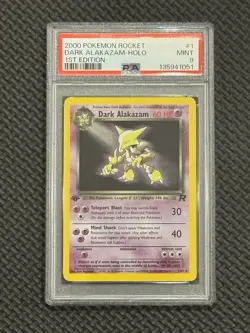2000 Pokemon Team Rocket Holo Rare Dark Alakazam First Edition 1/82 PSA 9 - Image 1