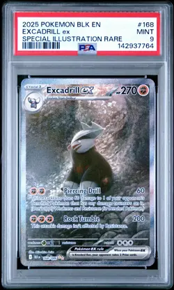 2025 POKEMON BLK EN-BLACK BOLT SPECIAL ILLUSTRATION RARE #168 EXCADRILL EX PSA 9 - Image 1