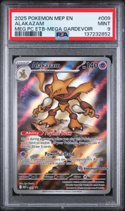 Pokemon TCG Alakazam Mega Evolution ETB Black Star Promo 009 PSA MT 9 - Image 1