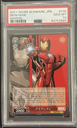 Marvel Weiss Schwarz Avengers Holo Foil MAR/S89-036 R Iron Man Mint PSA 10 - Image 1