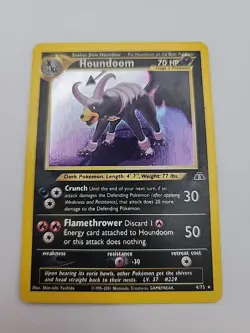 Pokemon TCG Houndoom 4/75 Neo Discovery Holo Rare Unlimited 70 HP Card English - Image 1