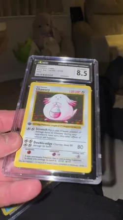 1st Edition Chansey Shadowless Base Set Graded Pokemon Card CGC 8.5 - Image 2