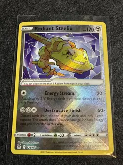 Radiant Steelix #124/196 NM 2022 Pokemon TCG Card Sword & Shield Lost Origin - Image 1