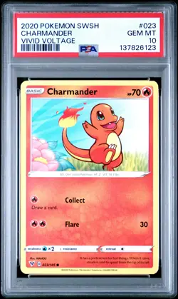 2020 POKEMON SWORD & SHIELD VIVID VOLTAGE #023 CHARMANDER PSA 10 - Image 1