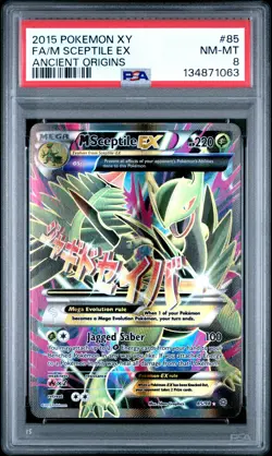 2015 POKEMON XY ANCIENT ORIGINS #85 FULL ART/M SCEPTILE EX PSA 8 - Image 1