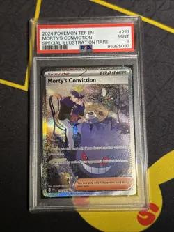 Morty's Conviction 211/162 Special Illustration Rare Pokemon PSA 9 TEF Gengar - Image 1
