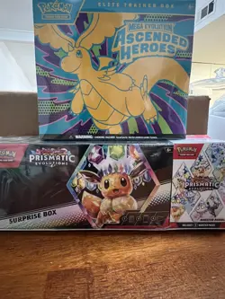 Ascended Heroes ETB Prismatic Evolutions Surprise Box Booster Bundle Pokemon TCG - Image 1
