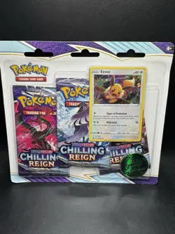 2021 Pokemon Chilling Reign 3 Pack Blister [Eevee] SEALED - Image 1
