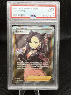 2020 Pokemon Sword & Shield Full Art MARNIE 200/202 PSA 9 - Image 1