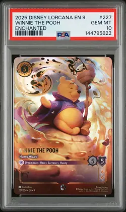 2025 DISNEY LORCANA EN 9-FABLED ENCHANTED WINNIE THE POOH - HUNNY WIZARD PSA 10 - Image 1
