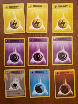 Lot of 9 Vintage Pokemon Base Set 2 Energy Cards LP Incl Double Colorless Energy - Image 1