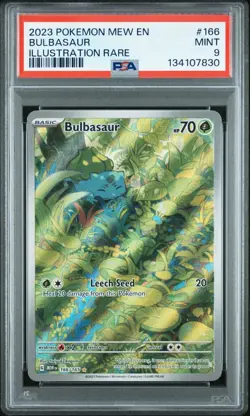 2023 Pokemon, MEW EN, BULBASAUR, 166, Illustration Rare, PSA 9, MINT - Image 1