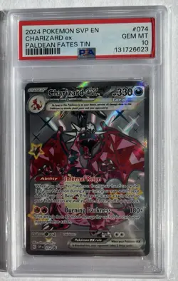 2024 POKEMON SVP EN-SV BLACK STAR PROMO PALDEAN FATES TIN CHARIZARD EX PSA 10 - Image 1