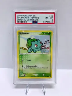 2006 POKEMON EX CRYSTAL GUARDIANS STAMPED #45 BULBASAUR-REVERSE FOIL PSA 8 - Image 1