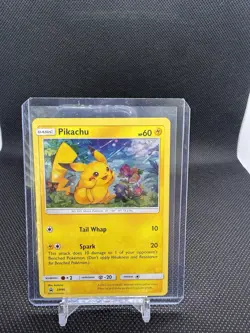 Pokemon TCG Pikachu SM86 Black Star Promo Holo Swirl Sun and Moon LP - Image 1