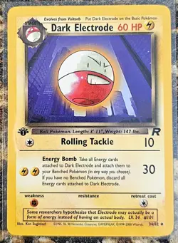 Pokemon 2000 Team Rocket Dark Electrode 1st Edition 34 NM or Better - Image 1