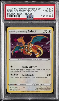 2021 POKEMON SWSH BLACK STAR PROMO #177 SPECIAL DELIVERY BIDOOF-HOLO PSA 10 - Image 1