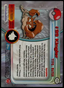 Pokemon TCG Kingler Kingler #99 Pokemon 2000 Topps TV - Image 2