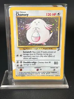 Pokemon Chansey TCG 3/130 Base Set 2 Holo Rare DMG - Image 1