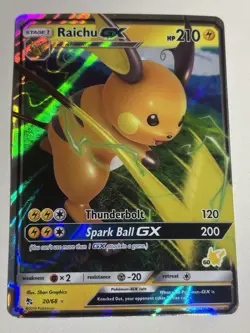 Pokemon TCG Raichu GX 20/68 2019 Hidden Fates Ultra Rare Card - Image 1