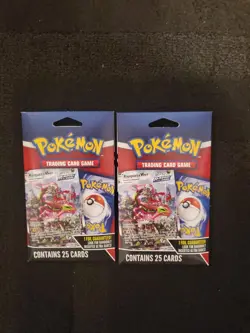 2 Unopened Pokemon 25 Card Packs: With ONE GUARANTEED RARE FOIL CARD IN EACH - Image 1