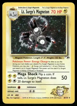 2* Pokemon Cards Lt. Surge's Magneton 8/132 Unlimited Holofoil Gym Heroes Holo - Image 1