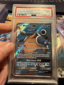Pokemon Blastoise GX SM Black Star Promo SM189 Holo PSA 9 MINT Graded Slab - Image 1