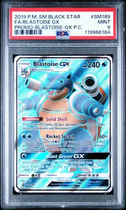 Pokemon Blastoise GX SM Black Star Promo SM189 Holo PSA 9 MINT Graded Slab - Image 2