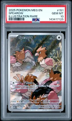 Spearow PSA 10 Gem Mint Mega Evolution Illustration Rare 151/132 Pokemon TCG - Image 1