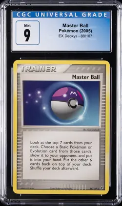 2005 POKEMON EX DEOXYS #88/107 MASTER BALL CGC 9 - Image 1