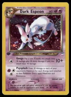 2* Pokemon Cards Dark Espeon 4/105 1st Edition Holofoil Neo Destiny Holo Rare - Image 1