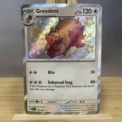 Pokemon - Greedent - 206/091 - SV Paldean Fates - Shiny Rare Card - Image 1