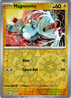 Magnemite 063/197 Pokemon Obsidian Flames SV03 Reverse Holo Common Card NM - Image 1