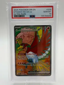 2025 POKEMON DRI EN-DESTINED RIVALS ULTRA RARE #209 ETHAN'S HO-OH EX PSA 10 - Image 1