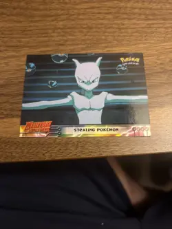 1999 Topps Pokemon the First Movie Stealing Pokemon Silver Foil #27 Blue Logo - Image 3