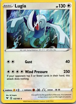 Lugia Holofoil Holo Rare SWSH04: Vivid Voltage 132/185 NM Pokemon TCG - Image 1