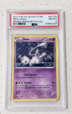 2017 Pokemon XY Mew Holo XY192 Black Star Promo PSA 8 NM-MT - Image 1