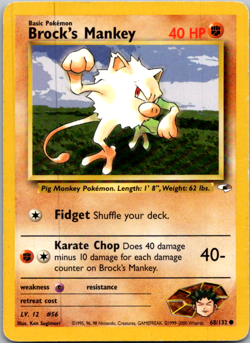 Pokemon TCG Brock's Mankey Gym Heroes 68/132 Regular Unlimited Common - Image 1