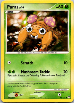 Paras - 92/123 - Common LP, English Pokemon Mysterious Treasures - Image 1