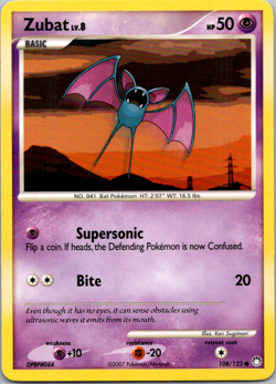 Zubat - 108/123 - Common LP, English Pokemon Mysterious Treasures - Image 1