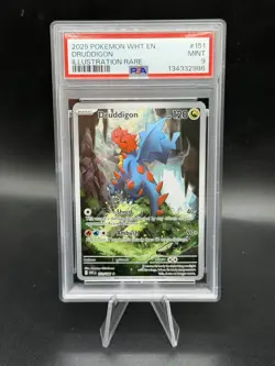 2025 POKEMON WHT EN-WHITE FLARE ILLUSTRATION RARE #151 DRUDDIGON PSA 9 - Image 1