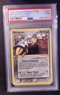 2005 POKEMON EX DELTA SPECIES GOLD STAR #113 METAGROSS-HOLO PSA 7 - Image 1