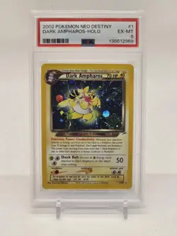 PSA 6 EX-MT Dark Ampharos Neo Destiny Holo Rare Pokemon Card 1/105 - Image 1
