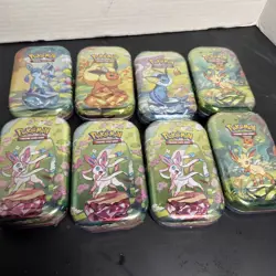Pokemon TCG Scarlet & Violet Prismatic Evolutions Mini Tin x8 Bundle - SEALED - Image 1