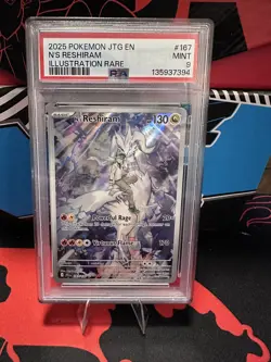 2025 POKEMON JTG EN-JOURNEY TOGETHER ILLUSTRATION RARE #167 N'S RESHIRAM PSA 9 - Image 1